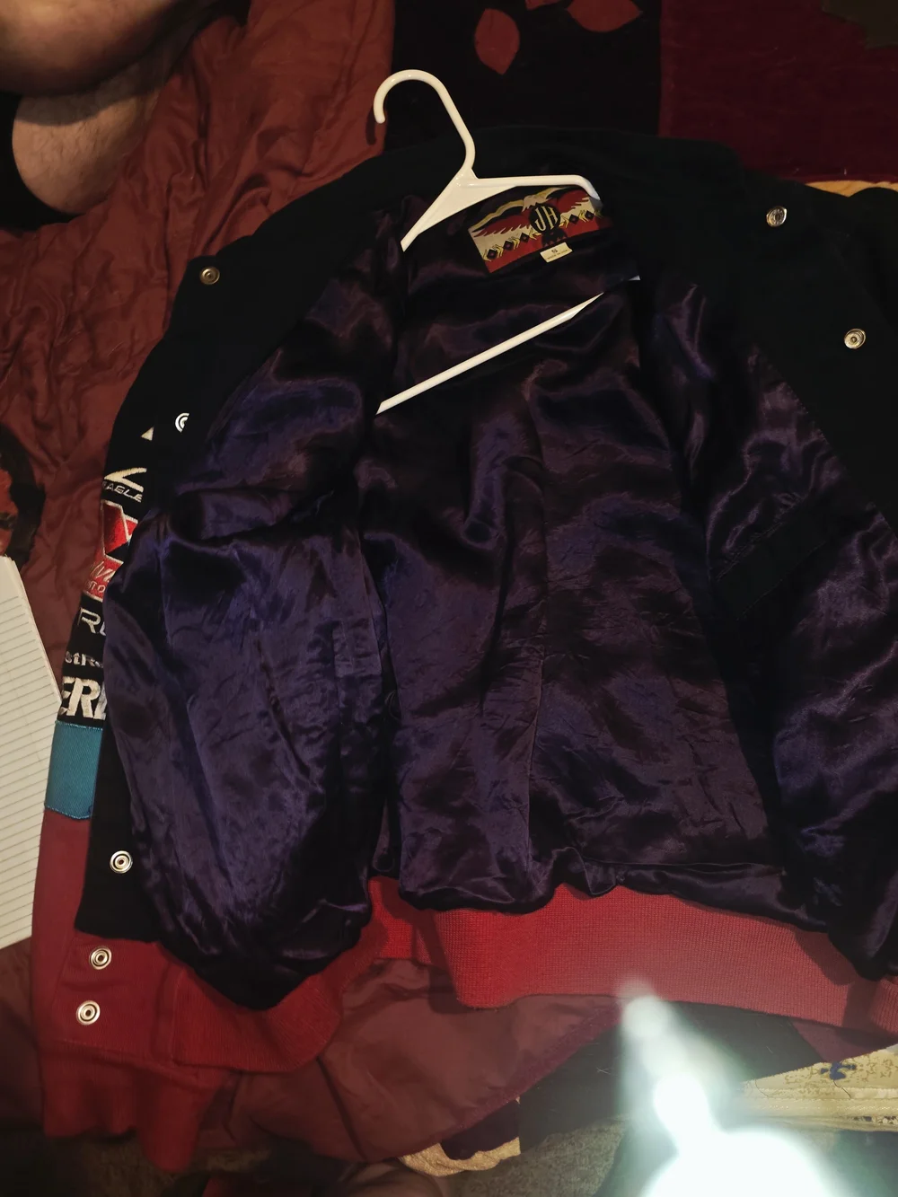 JH Collectibles Black, Red & Light Blue Valvoline Racing Bomber Jacket